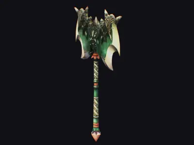 Axe Twohanded Large Weapon Cutting Fantasy Melee Hatchet Low-poly 3D model