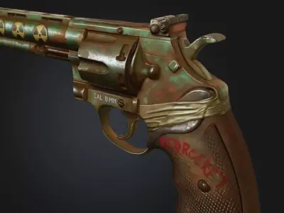Post-Apocalyptic Magnum Revolver - Rusty Wasteland Pistol Low-poly 3D model
