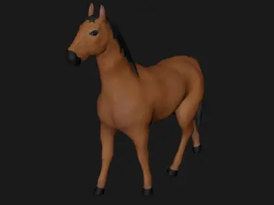 Brown Horse Stallion fully rigged low poly Low-poly 3D model