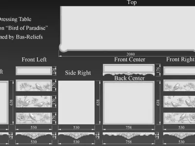 Dressing Table  for CNC Bedroom furniture 3D model