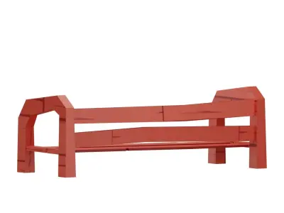 Stylized wooden bench low-poly game ready Low-poly 3D model