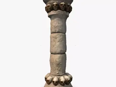 Stone Pillar column with skulls Low-poly 3D model
