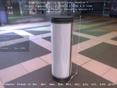 Advertising Pillar with Glass 1 Low-poly 3D model