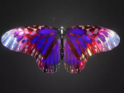 Batterfly Purple Low Polygon Art Insect Low-poly 3D model