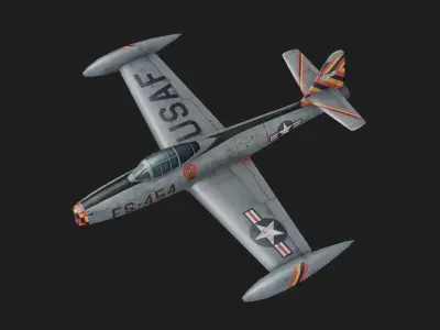 The F-84B Thunderjet  Hand painted game model Low-poly 3D model