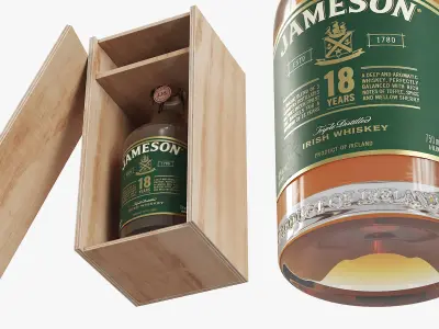 Jameson Irish Whiskey Aged 18 Years in Wooden Box 3D model