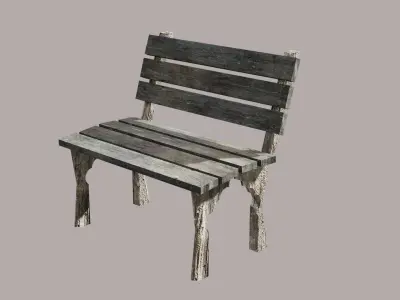 Realistic Low Poly Wooden Bench 3D Asset Outdoor Environments Low-poly 3D model