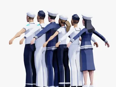 Naval Forces Soldiers - Animated and Rigged Low-poly 3D model