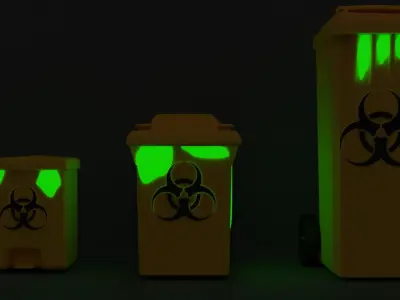 Biohazard Trash Bin Pack Low-poly 3D model