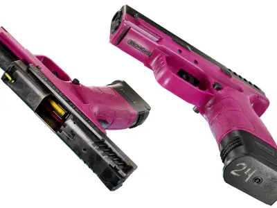 Hot Pink Pistol - Game Ready Low-poly 3D model