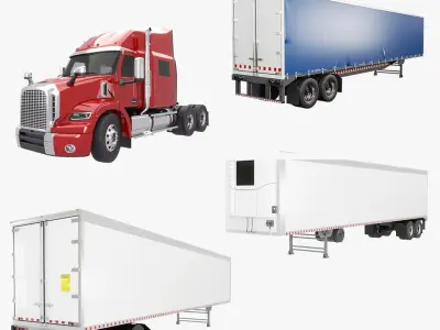 US Generic Truck and Trailers Collection 3D model