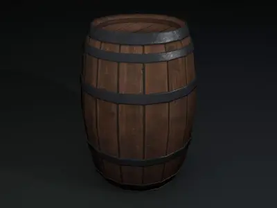 Wooden Barrel Free low-poly 3D model 12