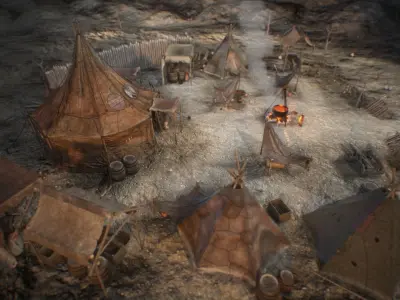 Top-Down Barbarian Camp - LowPoly Low-poly 3D model