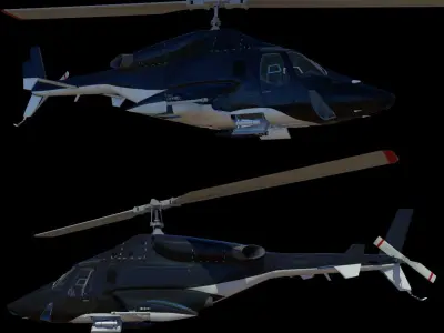 Airwolf Bell 222 Helicopter Low-poly 3D model