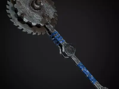 Post Apocalyptic Weapons - Saw Mace Low-poly 3D model
