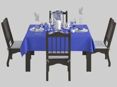 New Years table setting 3D model