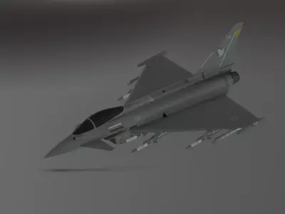 Typhoon Fighter Jet - Photorealistic Low-poly 3D model