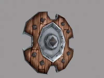 Shield wooden Low-poly 3D model