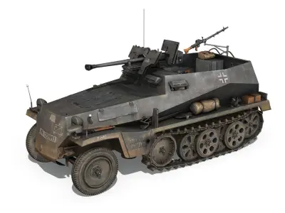 SDKFZ 250 11 - Halftruck with sPzB 41 - PzGrenDiv 3D model