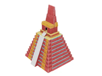 Mayan Pyramid Temple I of Tikal Low-poly 3D model