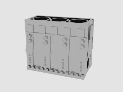 Blockengine metal box with four compartments Low-poly 3D model
