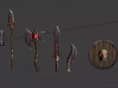 Beastman Battle Pack Game Ready Fantasy Weapons Low-poly 3D model