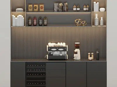 Ultimate Coffee Bar Collection 5 in 1 Interior Scene Bundle 3D model