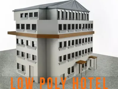 Residence Apartment Hotel Building Free low-poly 3D model