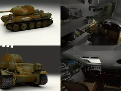 T-34-85 with Interior Camo 3D model