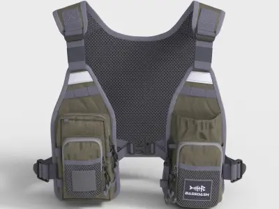 BASSDASH FISHING VEST Low-poly 3D model