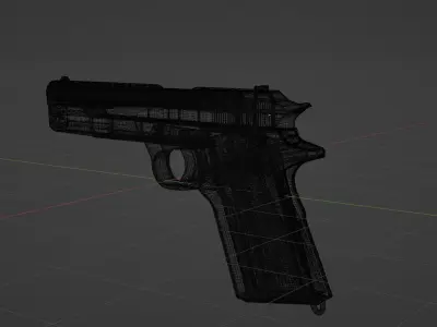 Pistol M1911 WW2 High Poly 3D Model  3D model