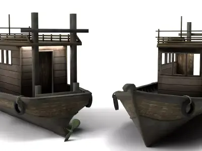 Handcrafted Wooden Boat 3D model