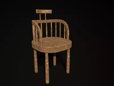 chair 3d model wooden Low-poly 3D model