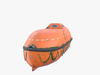 Life boat with interior V2 3D model