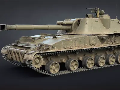 2S3 Akatsiya Self-Propelled Howitzer Game Ready Low-poly 3D model