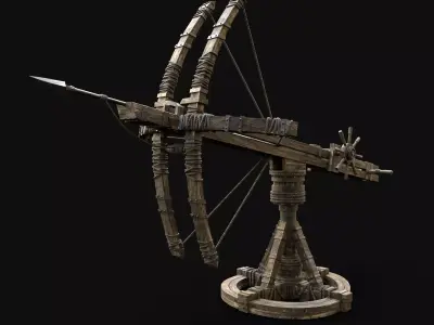 BALLISTA HARPOON LAUNCHER WAR MACHINE MEDIEVAL SIEGE ENGINE Low-poly 3D model