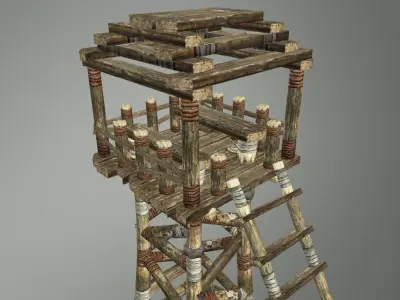 Medieval Watch Tower for Guard Low-poly 3D model