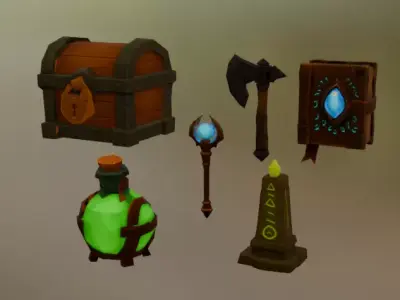RGBForest Mage Pack  Stylized RPG Magic Props Set  Low-poly 3D model