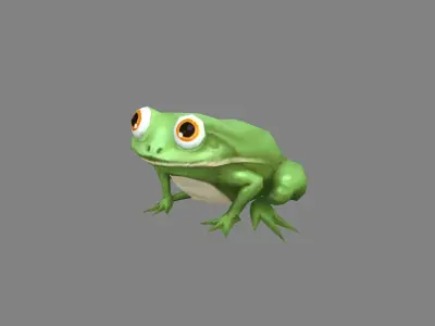 Cartoon field frog Low-poly 3D model