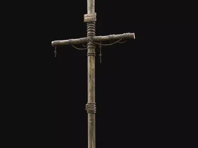 WOODEN CROSS BIBLICAL JESUS CHRIST GOD SYMBOL TORMENT DEVICE Low-poly 3D model