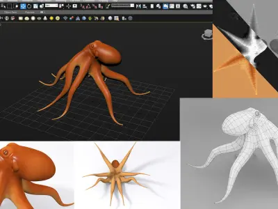 3D CARTOON OCTOPUS Low-poly 3D model