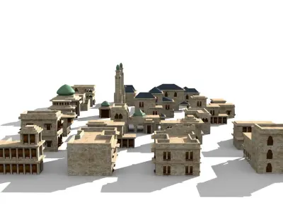 20 arabian building Low-poly 3D model