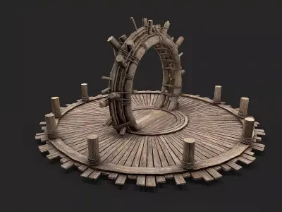 Medieval Wooden Circular Platform Arena 1 Low-poly 3D model