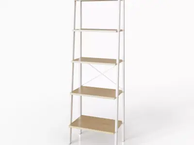 Shelving in white metal and oak wood Free low-poly 3D model