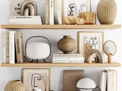 Decorative set shabby chic bookshelves 3D model