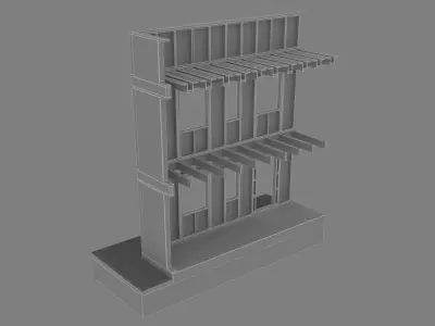 Timber Frame House Structural Section 3D model
