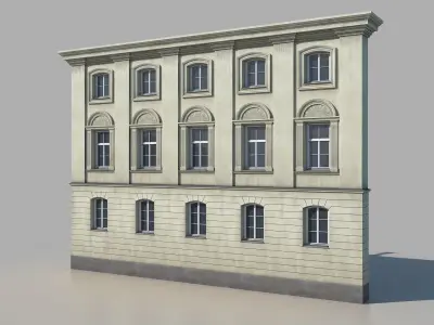 Classic building facade 01 Low-poly 3D model
