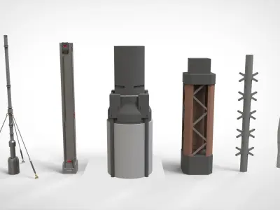 Sci-Fi architecture Elements collection 33 3D model