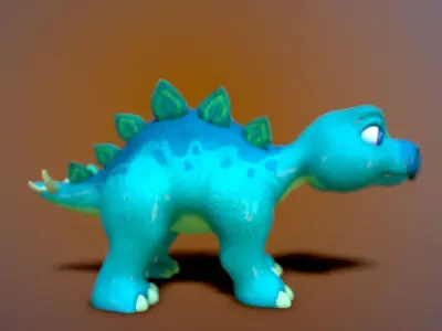 cartoon baby stegosaur Low-poly 3D model
