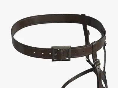 Leather Harness Leg Pouch Tactical Hunting Low-poly 3D model